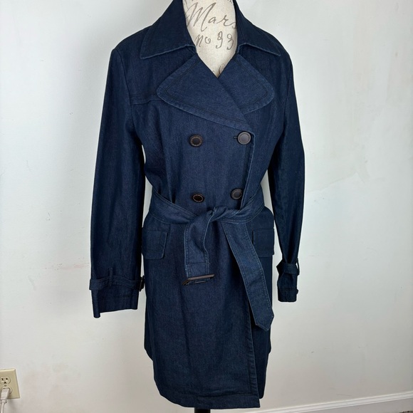 Focus 2000 Jackets & Blazers - FOCUS-2000 Denim Trench Coat-fully lined/belted-Woman’s 14-EUC